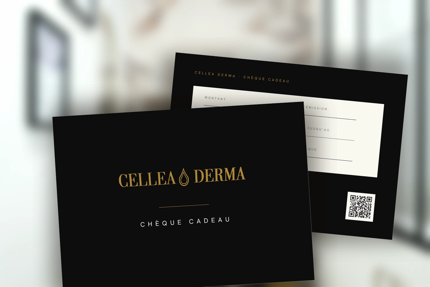 The Cellea Derma gift voucher, front and back